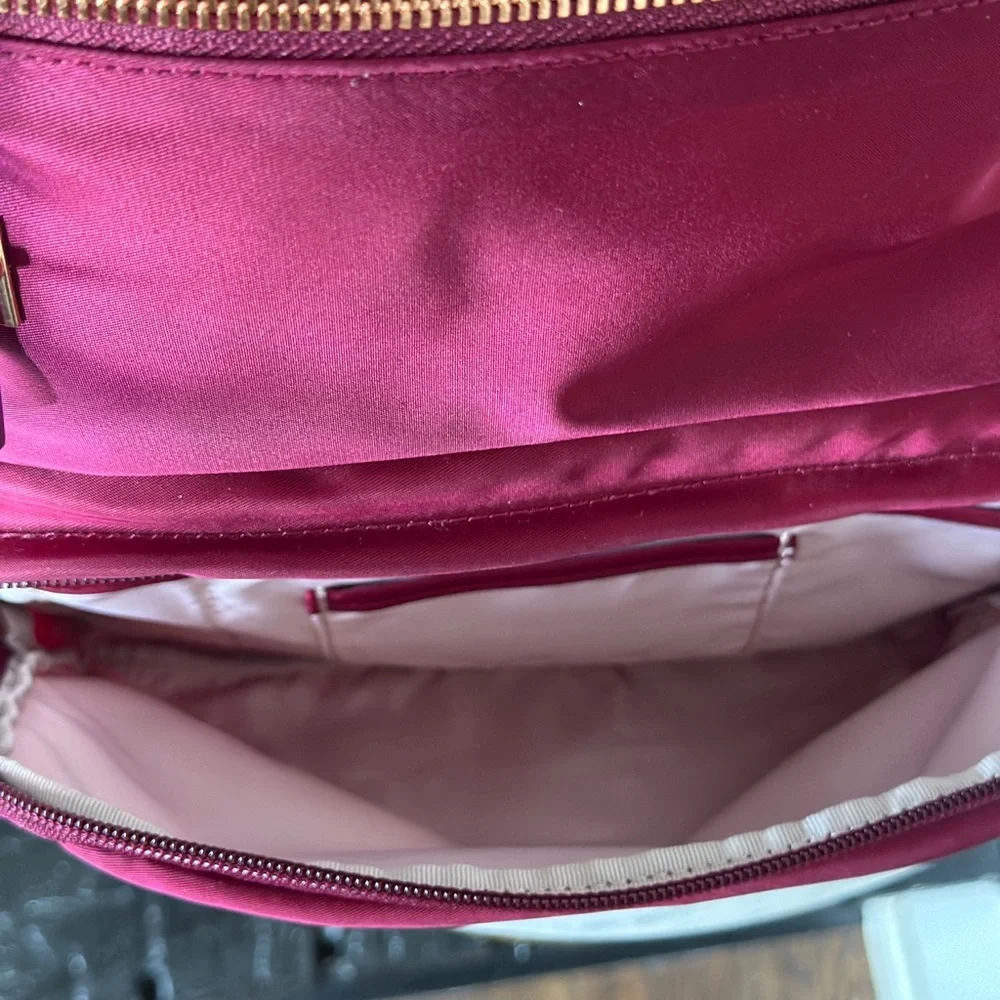 Tumi Voyageur Maroon Ladies Laptop Backpack with Gold Accents. Nylon and Leather - Picture 9 of 16